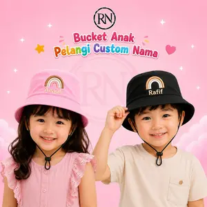 TOPI BUCKET ANAK MODEL PELANGI GERATIS TAMBAH NAMA USIA 2-8TAHUN Anak-Anak