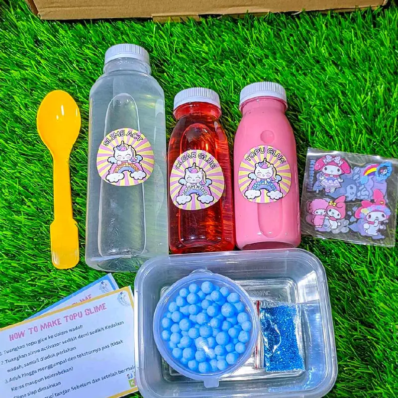 Slime kit ekonomis TOFU dan CLEAR GLUE terlengkap selim 7
