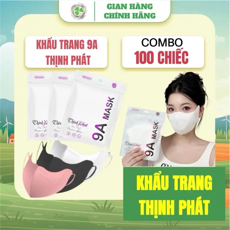 Combo 100 Chiếc Khẩu Trang 9A Thịnh Phát 5 Lớp Dày Dặn, Form To, Che Kín Khuôn Mặt Size 45 - 99Kg