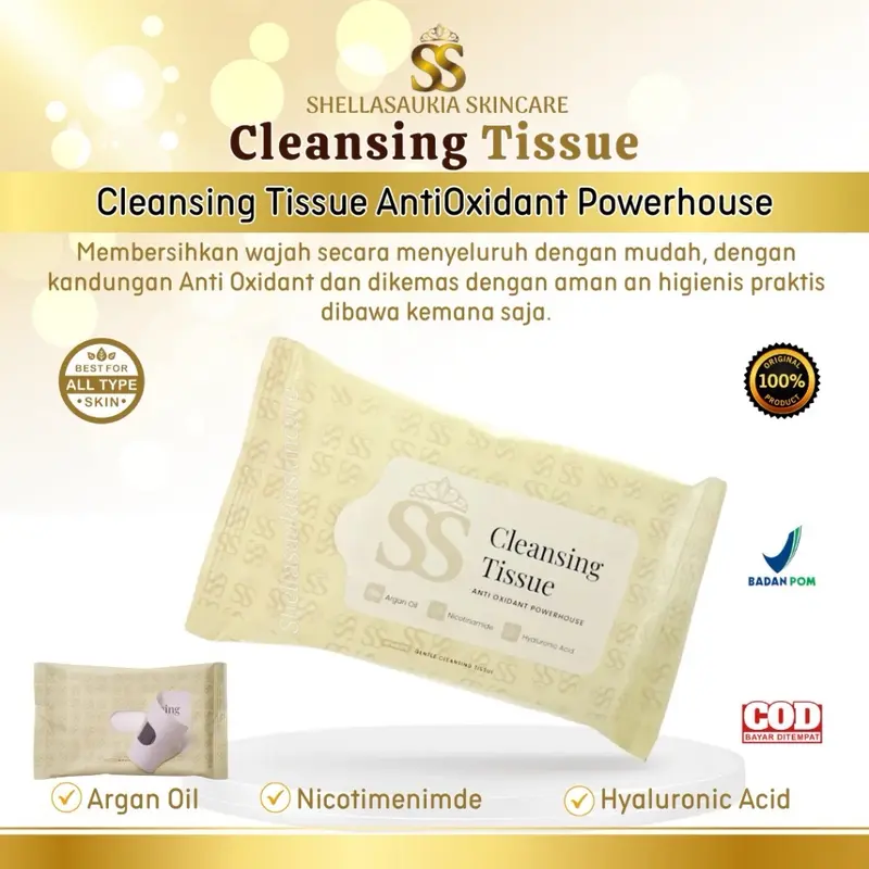￼SSSKIN CLEANSING TISSUE / Tisu Wajah Ss Skin by Shella Saukia Muka Remover Kusam Kering 2