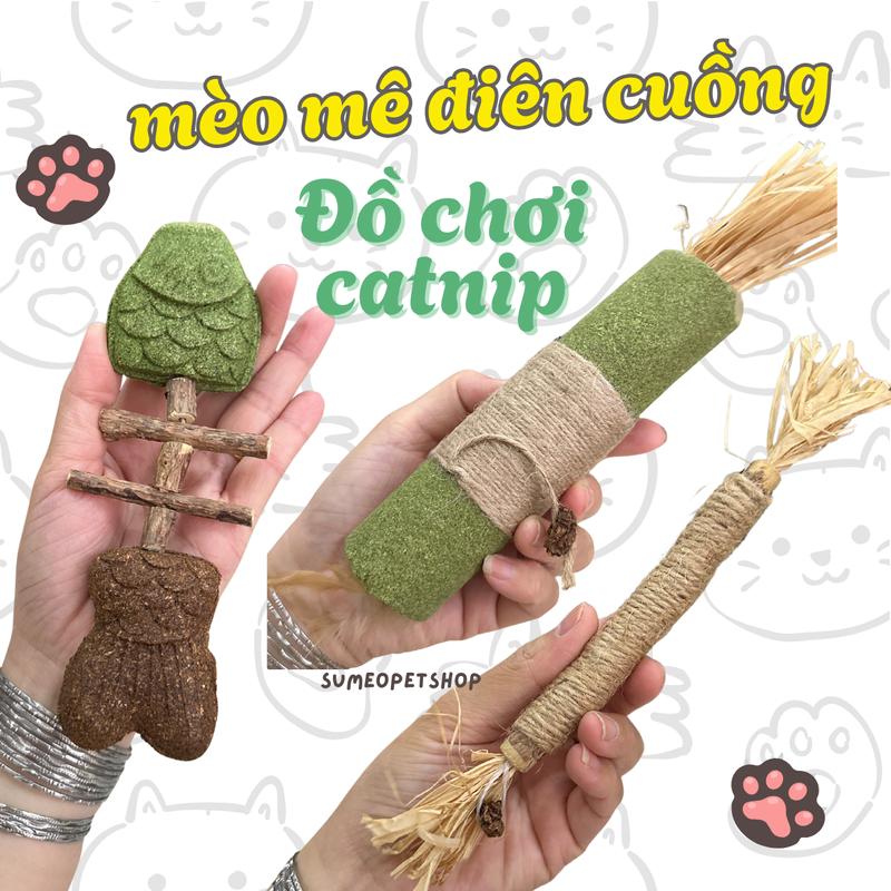 Catnip Thanh Gỗ Cho Mèo, Cỏ Mèo Khô, Đồ Chơi Mài Răng Giảm Stress Cho Thú Cưng
