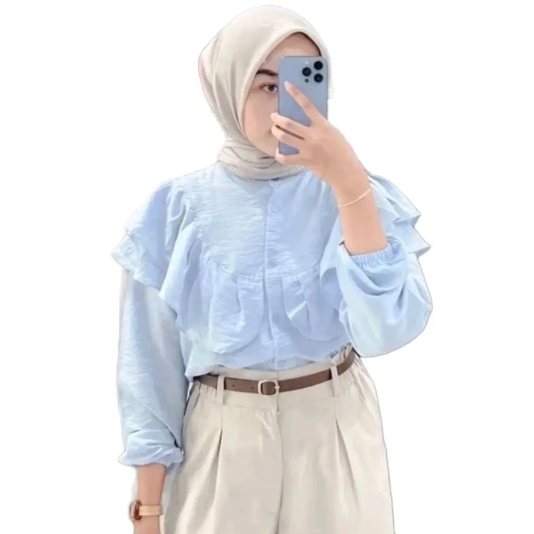 Kemeja Polo Linen Raffela Kemeja Rempel Kancing Aktif Outfit Remaja Keninian Kemeja Lucu Aesthetic Atasan Wanita
