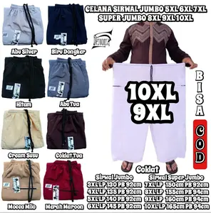 Celana Sirwal Putih Haji Umroh Muslim Pria Super Jumbo 3XL 4XL 5XL 6XL 7XL 8XL 9XL 10XL Celana Sholat Pangsi Komprang Dewasa Dewasa
