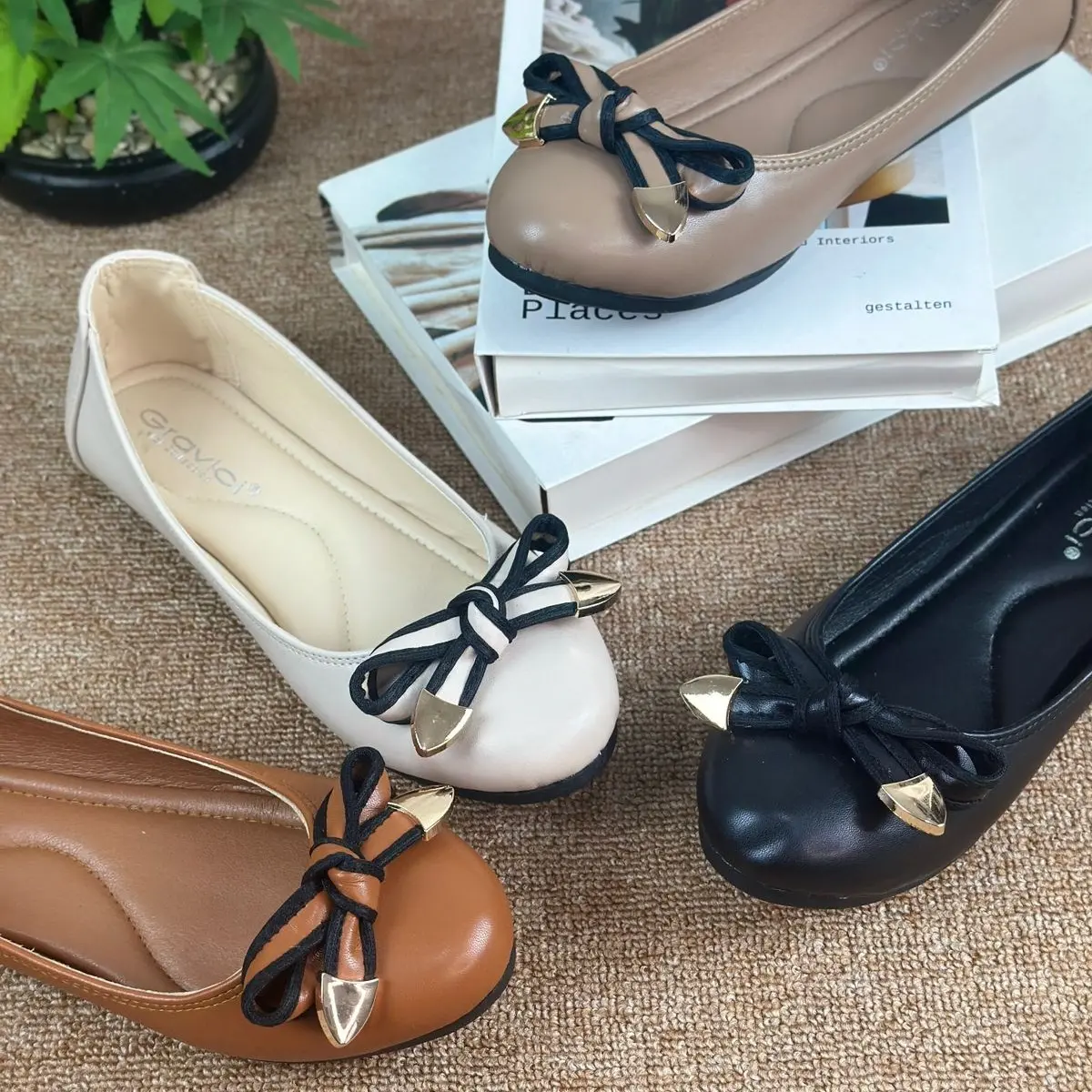 Sepatu Flat Wanita Gravici Slip On Bahan Sintetis Premium AS-10 Shoes Kerja Hitam cute  sandal sepatu slip wanita flat shoes selop ballet korean style remaja