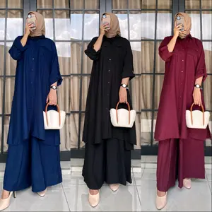 Jennie Oneset Tunik Murah Kekinian Full Kancing Jumbo Busui Friendly Kulot Setelan Kancing Panjang Bahan Polo Linen Nyaman Wudhu Friendly