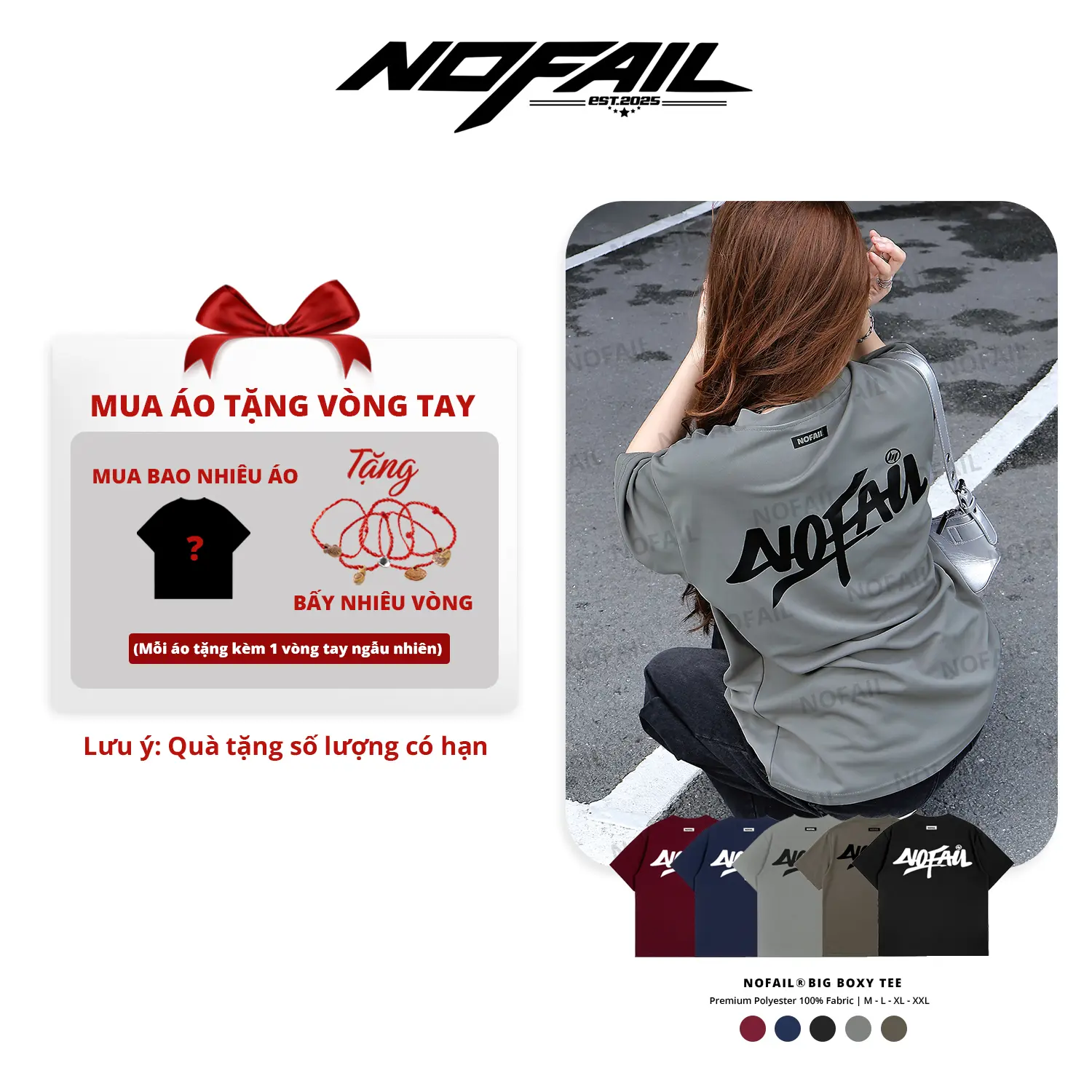 [DEAL KÈM QUÀ VÒNG TAY PHONG THUỶ MAY MẮN] Áo Thun, Áo Đôi Form Boxy Nam Nữ Unisex Local Brand NOFAIL Chất Polyester Streetwear Hot Trend- A02