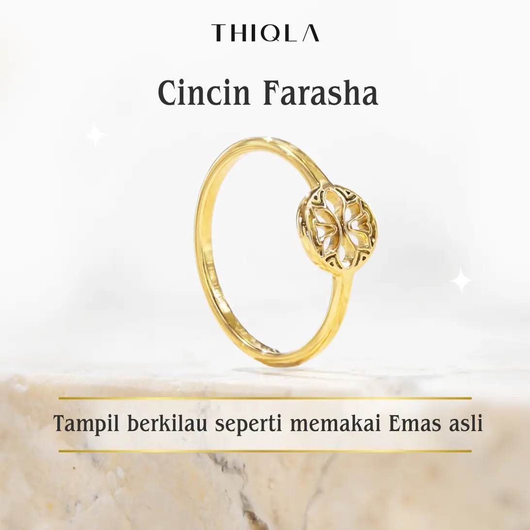 THIQLA - Cincin Bunga FARASHA - Cincin Cewek Aesthetic Ala Korea bisa Cincin Lamaran Wanita - Cincin Fuji Cincin Kecil Elegan Mirip Cincin Titanium Ori