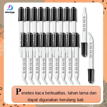 Pipet Kaca Tetes Minyak Essensial Aroma Terapi  Parfum Percobaan Sains 1ml 3