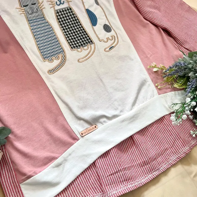 Kaos Oblong Baju Wanita Oversize Cewek Top - Atasan Cat Remaja Dewasa - Polos, Panjang, Katun 3