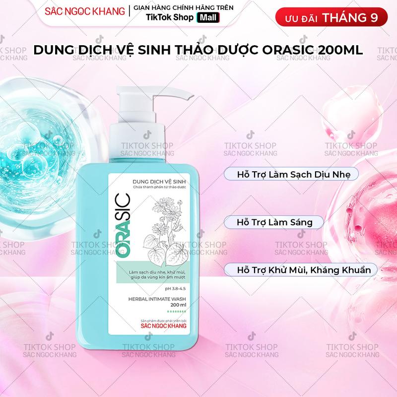 Dung Dịch Vệ Sinh Thảo Dược Orasic [Chai 200ML] Thành Phần Thảo Dược Làm Sạch Dịu Nhẹ - Hỗ Trợ Kháng Viêm, làm Sáng Da
