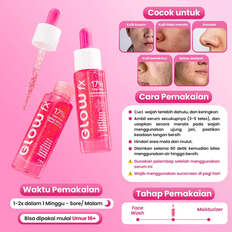 GLOW FX - 17% Total Acids CeraCapsule Peeling Solution - Serum Exfoliasi Wajah Mengandung Glycolic Acid Untuk Mencerahkan dan Menghaluskan Wajah 2
