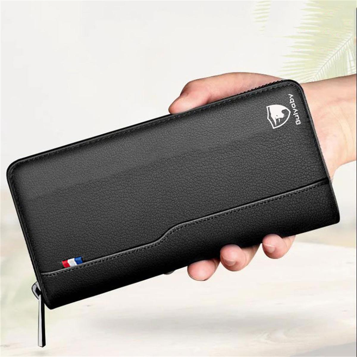 Dompet Zip Kulit Tulen Lelaki Pegang Tangan Berbilangfungsi Kapasiti Besar Dompet Panjang Sedia untuk Dihantar Penghantaran 24 Jam