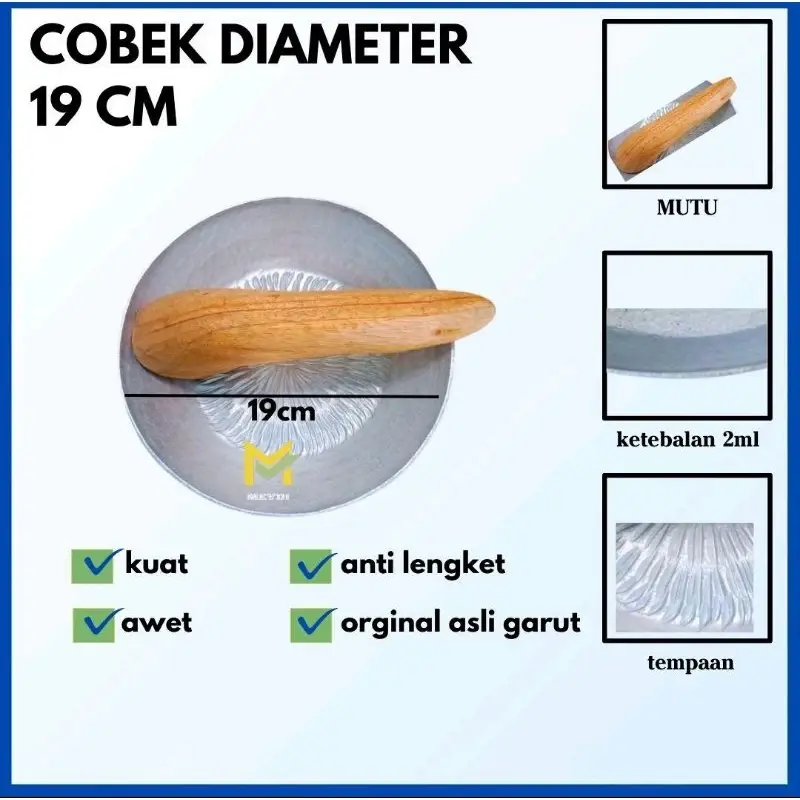 L689 Cobek Alumunium Free Ulekan kayu 0