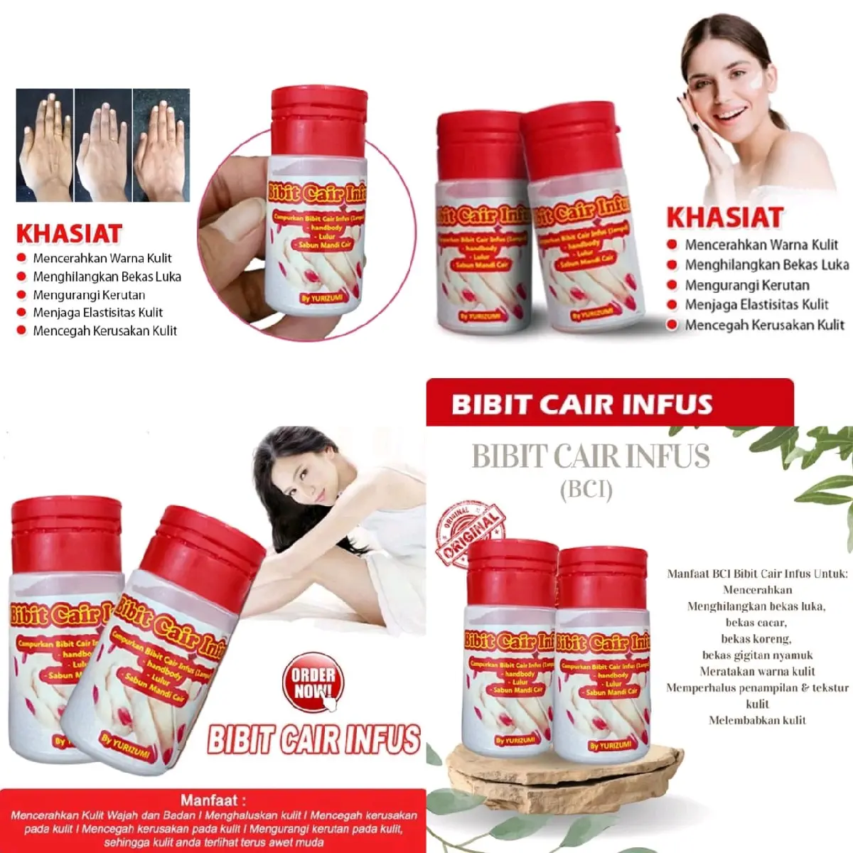 BCI Bibit Cair Infus Original HandBody Pemutih Badan Alami penghilang bekas luka badan