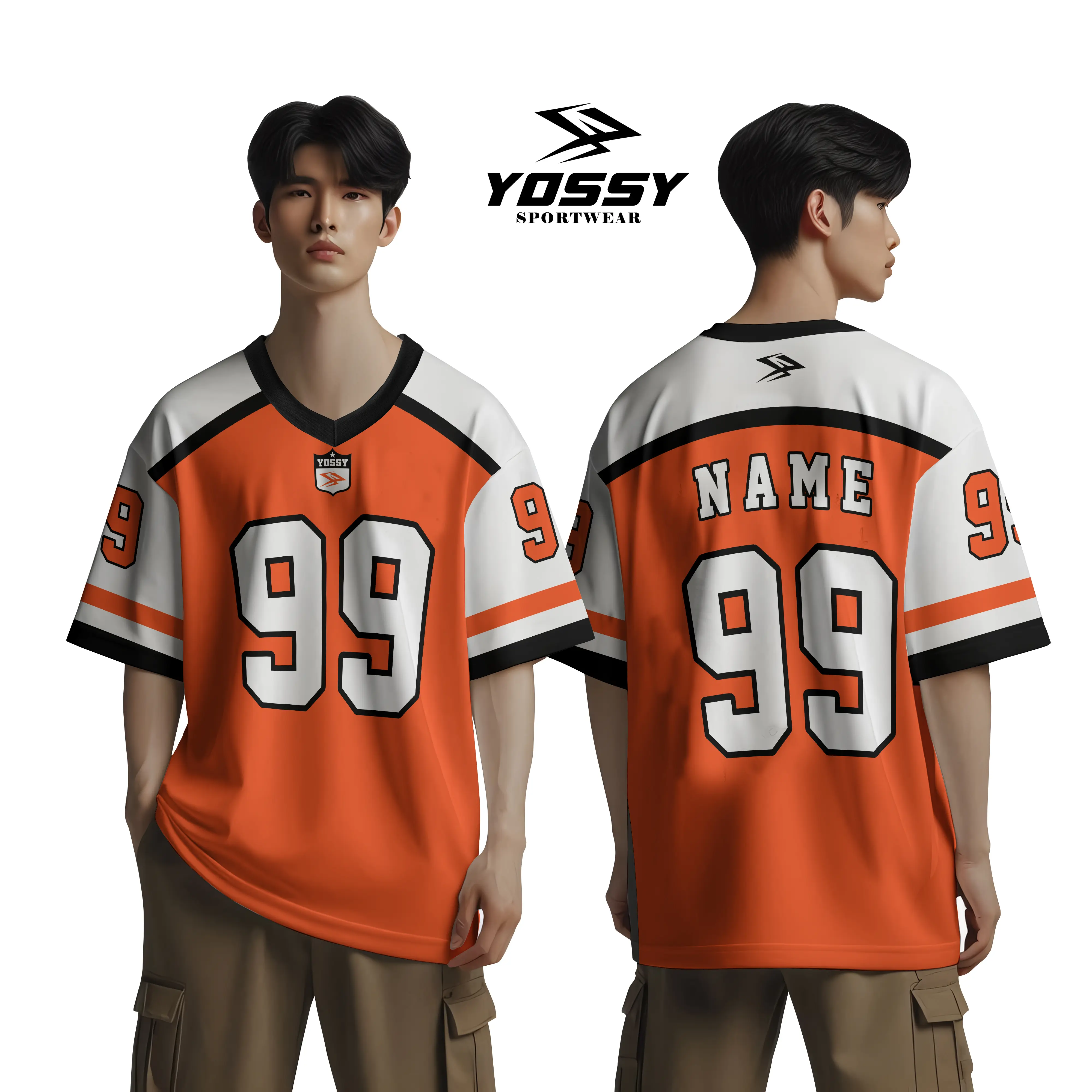 Kaos Jersey Oversize Unisex Orange Fullprint