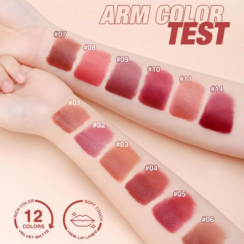 O.TWO.O Velvet Matte Lipstick Dual-use Lip & Cheek Mud Lip Tint Gloss Waterproof 4
