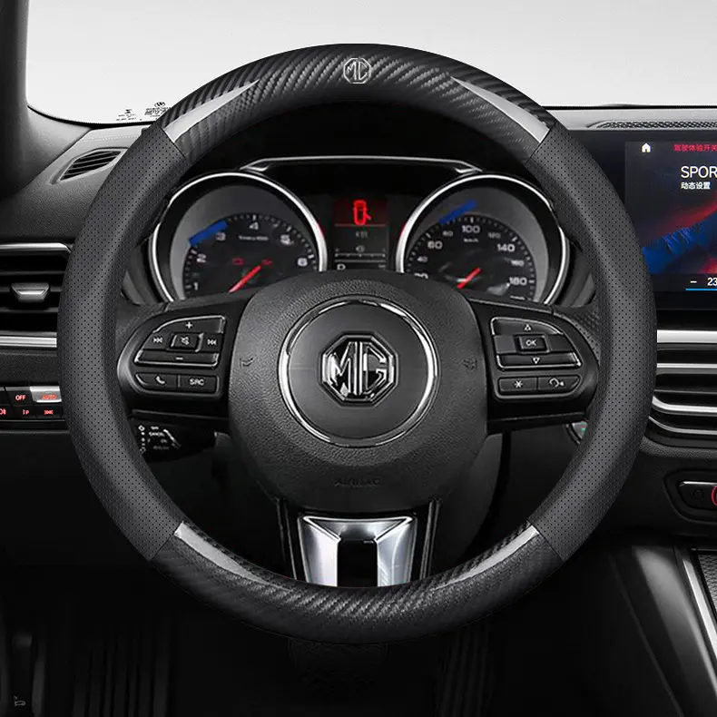 Bọc Vô Lăng Ô Tô, Sợi Carbon, Da Thật Màu Đen, Dành Cho MG HS ZS MG6 MG5 EHS 2021 MG3 MG7 GT GS Hector ZX EZS