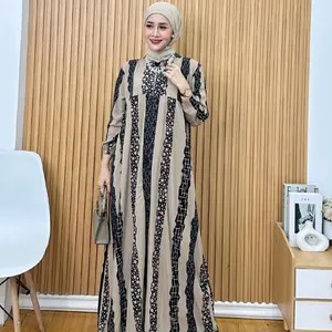 Gamis Garis Madura Wanita Cantik Kekinian By BatikM3 Collection Dress Muslim Panjang Motif salur Karet Nyaman