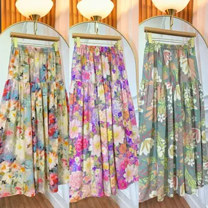 VIN - Rok SAKURA Bawahan Mayung Klok Wanita Muslim Motif Bunga Floral Rayon