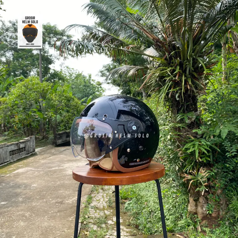 HELM BOGO DEWASA KACA PILOT CLEAR MODEL HIJAB RETRO PRIA WANITA LIST BUSA COKLAT FULL LEHER SNI TERBARU MOTORCYCLE 4