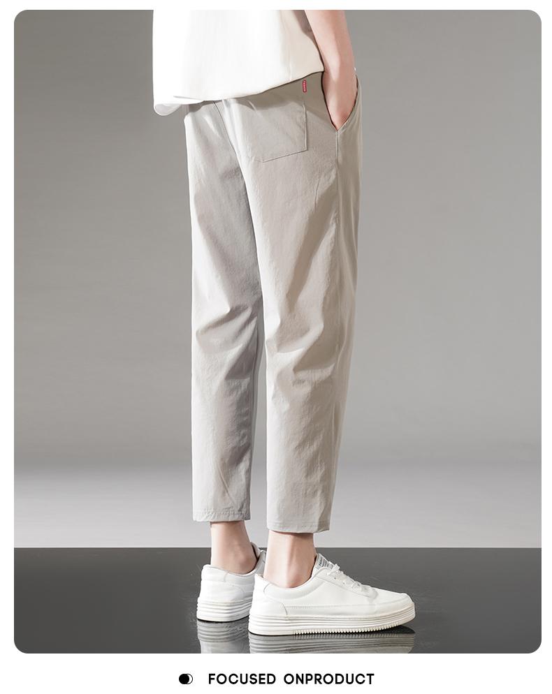 Product Introduction of M-8XL new nylon four-sided elastic summer men's casual sports nine-point pants ice silk small feet men's pants secondary development plus size 21