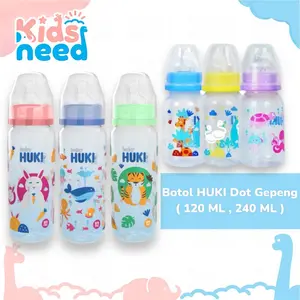Botol Susu Huki Dot Gepeng/ Baby Huki Orthodontic nipple round PP Bottle Accessories Bayi Biru Ungu Kuning
