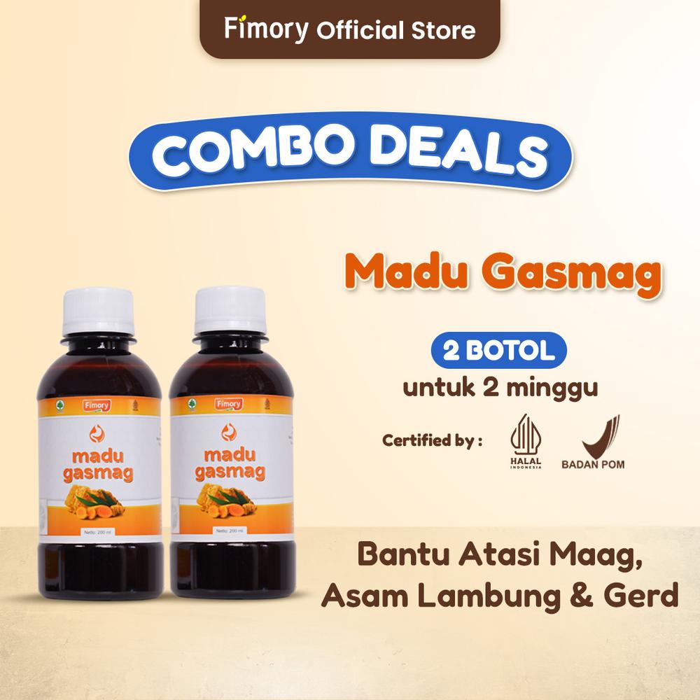 Paket 2 Fimory Madu Gasmag Herbal Alami 200 ml BPOM Halal MUI Bantu Atasi Maag Asam Lambung & Gerd Madu Murni Cocok Anak Dewasa