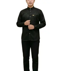 Baju koko kemeja kemko busana atasan pria dewasa sultan mewah terlaris Katun Hitam Putih Poliester muslim pria Slimfit kokopria