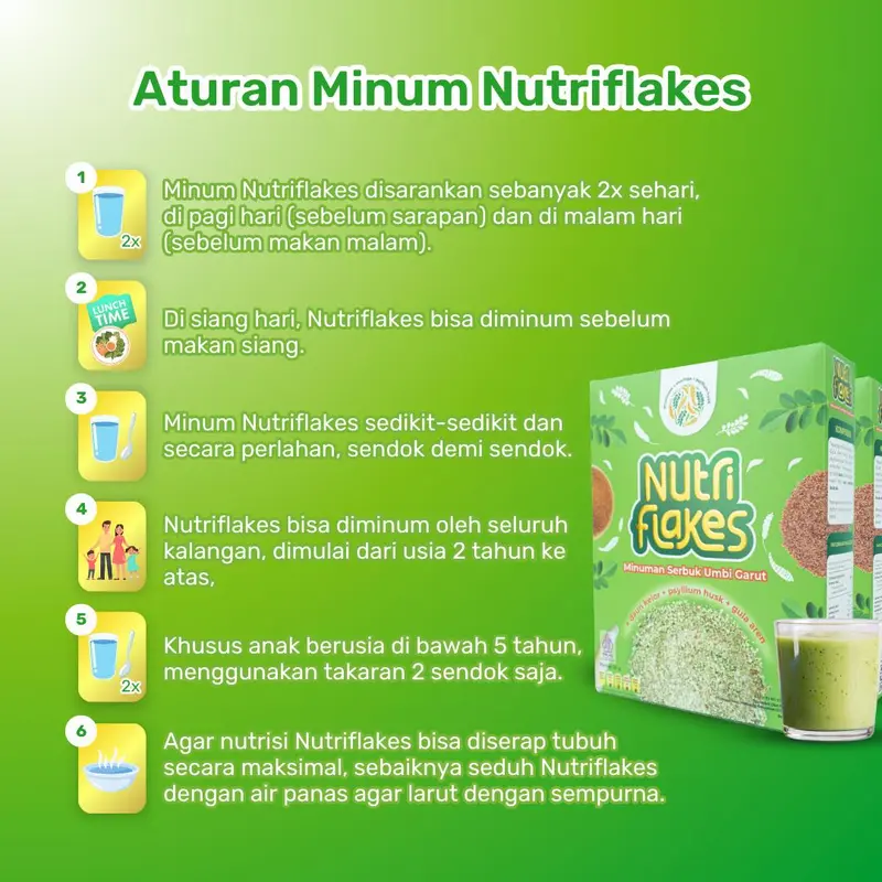 Nutriflakes Sereal Umbi Garut Bantu Redakan Asam Lambung dan Maag Paket 1 Box 4