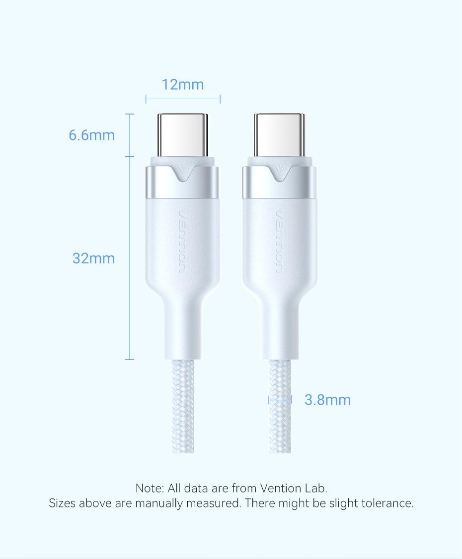 Vention Kabel Data USB Type C to C Male 3A PD 60W Fast Charging