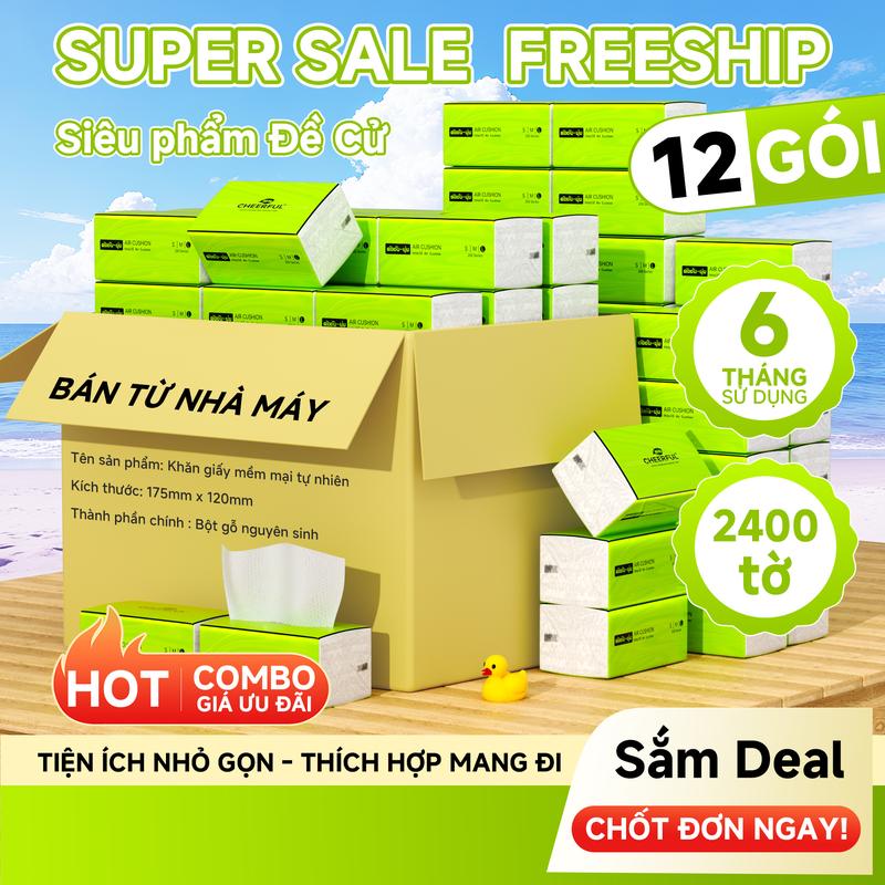   GIẤY LỤA Combo 12 gói Giấy Ăn Cao Cấp Tờ Mềm Mịn Tờ Khăn Giấy Rút Dùng Cho Phòng Khách Phòng Bếp Khăn Giấy Thân Thiện An Toàn Cho Da 3 Lớp Chất Lượng Cao Khăn Giấy Bột Giấy Thiên Nhiên Không Chất Tẩy Trắng Giấy Vệ Sinh Khăn Giấy Cao Cấp giấy rút để bàn 