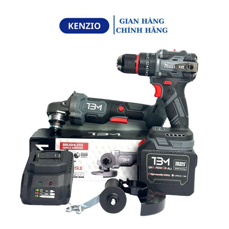 Máy Khoan TBM và Máy Mài TBM Hoặc Máy Khoan TBM và Máy Siết TBM Động Cơ Không Chổi Than Chân Pin Phổ Thông - Combo 2 Máy 1Pin 20Cell Và Sạc