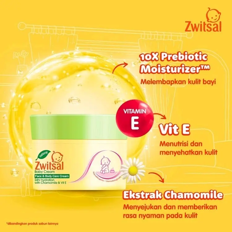 ZWITSAL BABY FACE AND BODY CARE CREAM - CHAMOMILE & VITAMIN E 50 G Bayi zw its Floral Antiseptik 3