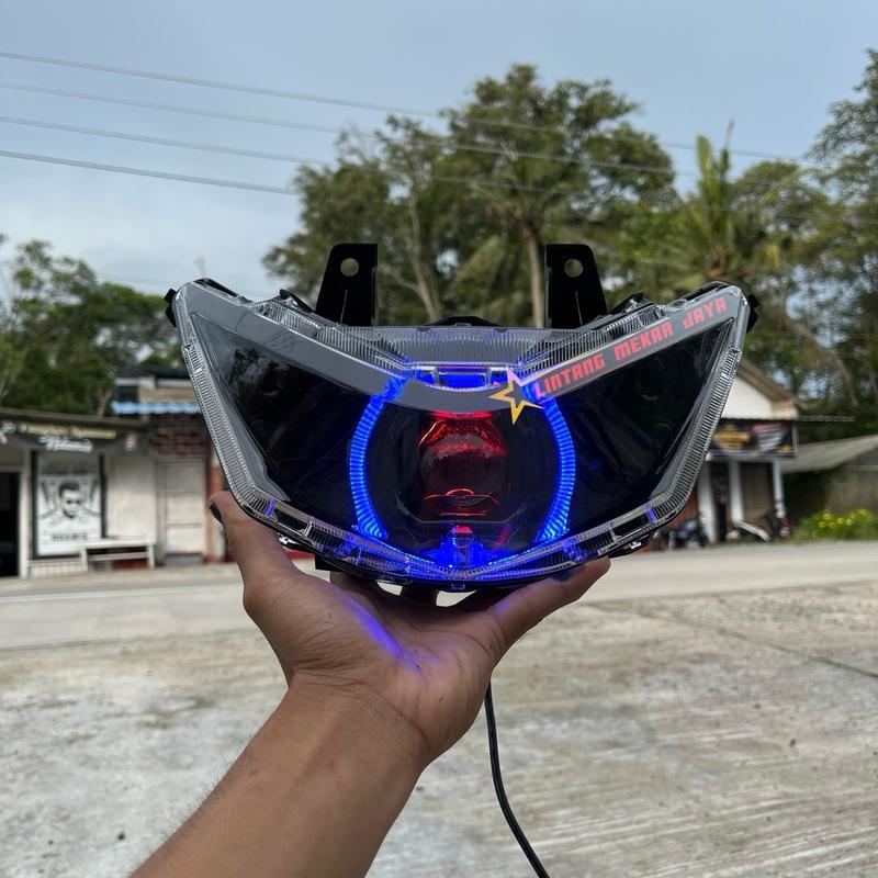 Reflektor lampu depan BEAT DELUXE BILED GEN 1 2020-2023 MATRIX X1 ukuran 4,5 inc Motorcycle Foto 5