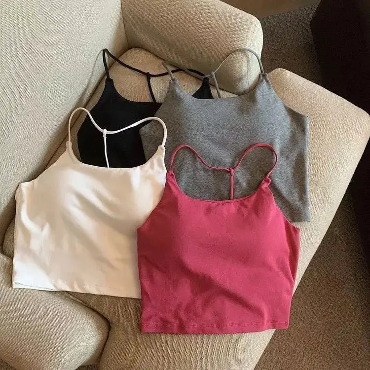 Tanktop Polos Halus Tanpa Kawat With Cup Tali Leher Bh Singlet Wanita Atasan Sexy - BRA040 0
