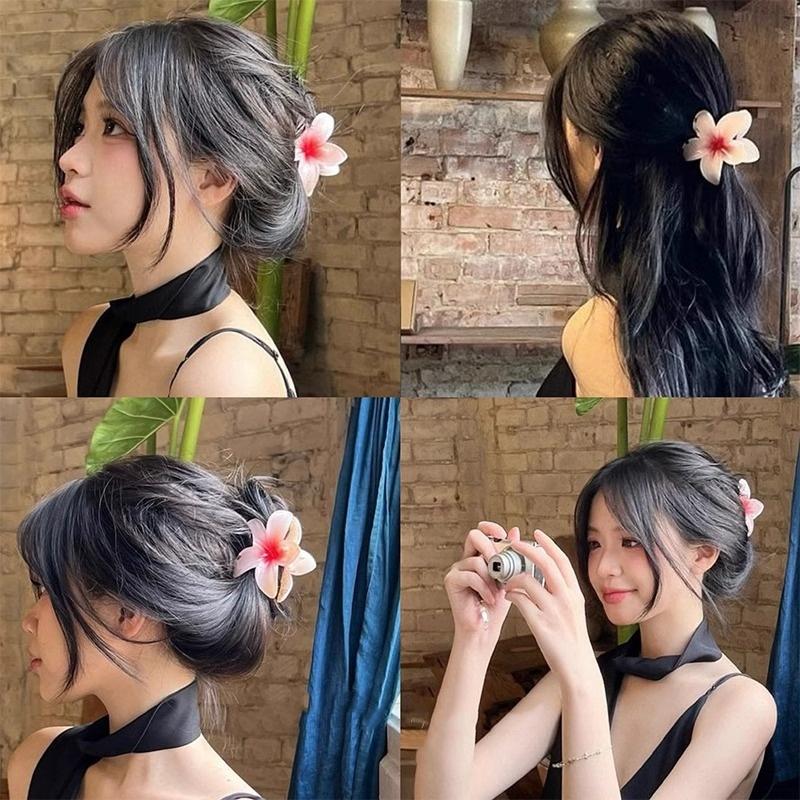Egg Flower Clamping Clip for Women, 2024 New Retro Colorful Flower Clip, Large Back of Head Shark Clip 4