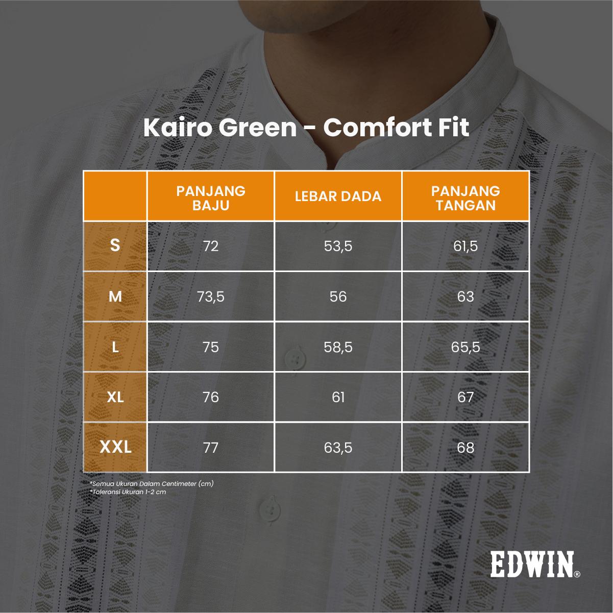 EDWIN JEANS - Kemeja Koko Pria Lengan Panjang KAIRO GREEN Baju Muslim Pria