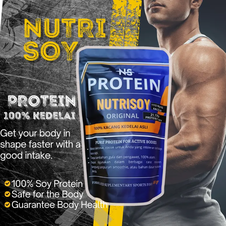 Protein Soy Powder 100% - 1KG Susu Fitnes Susu Kedelai Raosting - Penambah Masa Otot - Whey Protein Bubuk Kedelai Bubuk Protein Organik Penambah Masa Otot 500 Gram