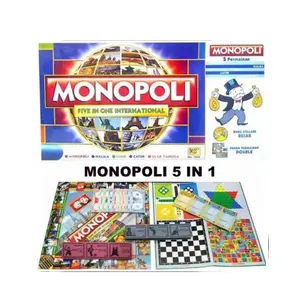 Lumi Toys Monopoly 5 in 1 Monopoli Halma Ular Tangga Ludo Catur Mainan Board Games