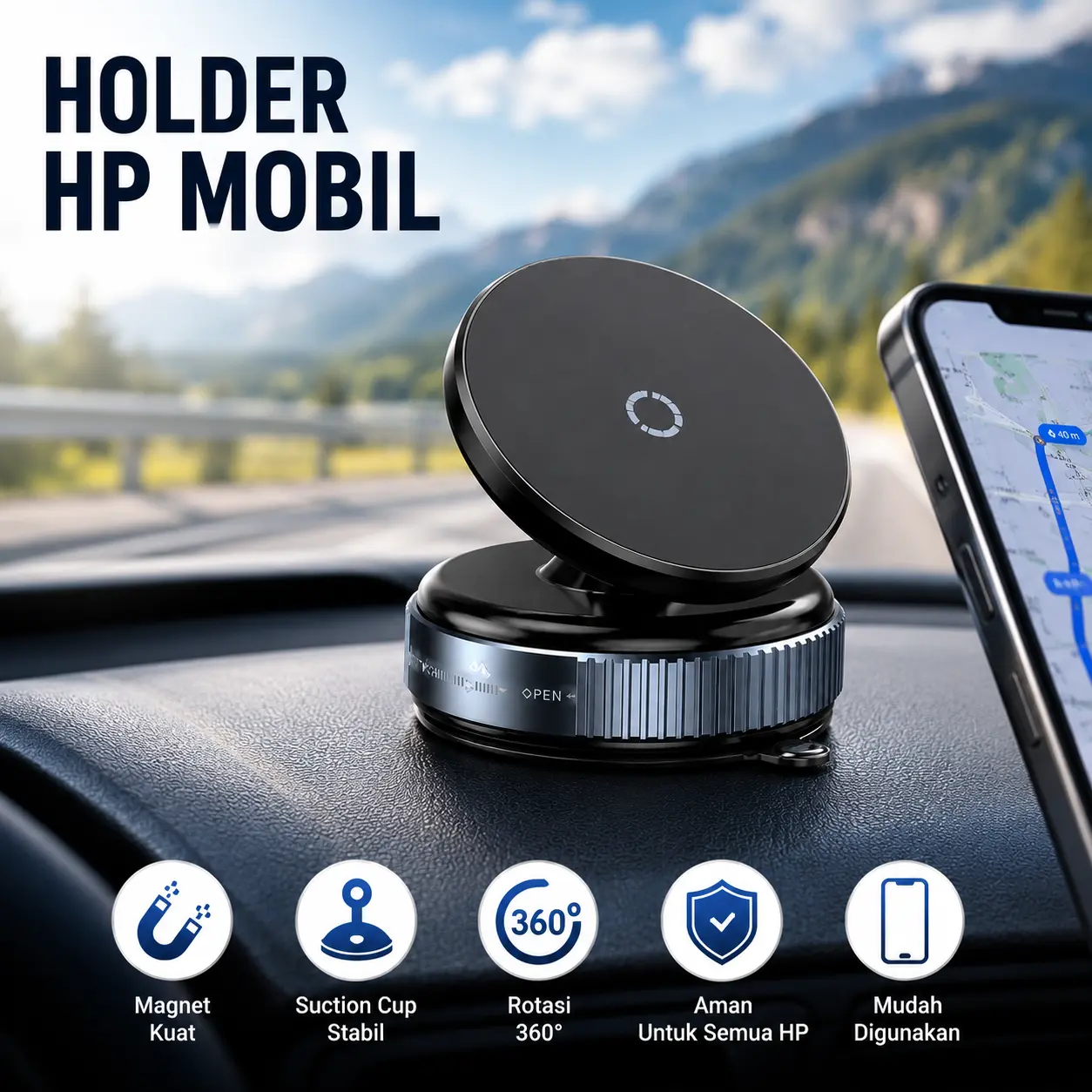 MutiaraMall | Holder HP Mobil Magnetic | N52 Suction Cup Mobil HP | 4.5cm 9cm 6cm 6 x