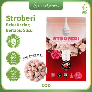 【Luckymore】HALAL Stroberi Beku Kering Berlapis Coklat 36g- Coklat Lapisan Stroberi Beku Kering, Camilan Asam Manis yang Renyah |Camilan Coklat, Camilan Sehat, Asam Manis Lezat, Makanan Food Snack Cemilan Keripik Chips Cokelat Susu Crispy