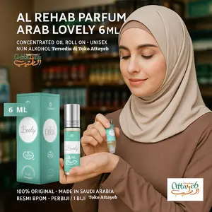 Al Rehab Parfum Arab Lovely 6ml Concentrated Oil Roll On Unisex Non Alkohol Original Parfum Al Rehab 100% Original Terjamin Asli Made In Saudi Arabia Perbiji/1 biji