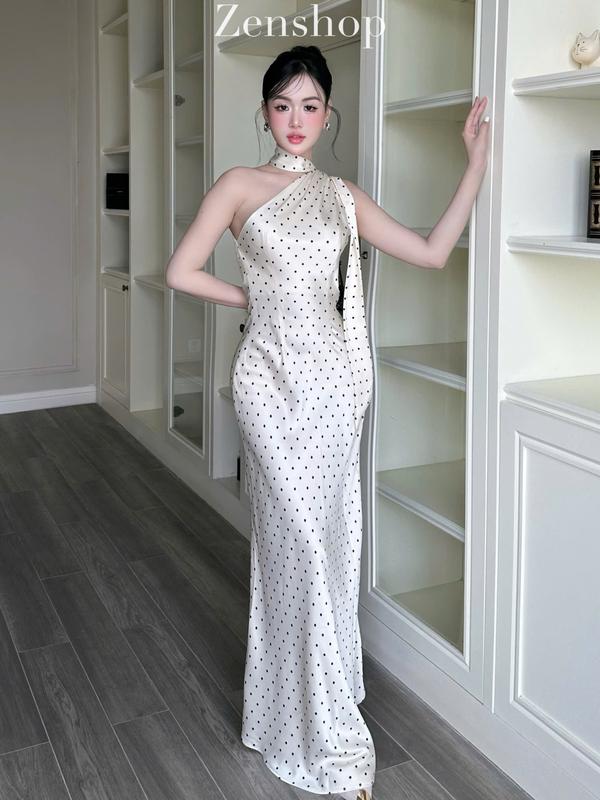 Váy Dự Tiệc Lụa Dáng Maxi Một Vai Kèm Dây Tạo Được Nhiều Kiểu Sang Trọng Thanh Lịch - Yizzi Dress