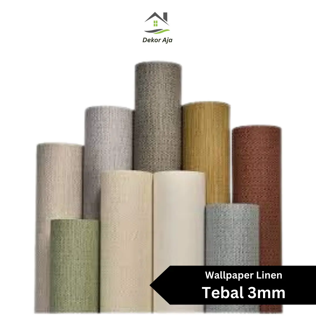 Wallpaper Dinding Linen Roll / Wallpaper Sticker Linen Dinding Foam Ukuran 50x280cm