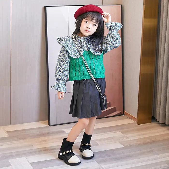 Sepatu Boots Anak Perempuan Beludru Rantai Import Premium Murah (SS178) 5