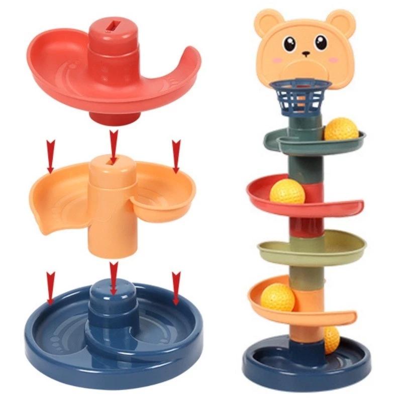  Thả bóng xoay tròn tháp bóng lăn cầu trượt bóng kèm đồ chơi bóng rổ cho bé - 5 tầng 7 tầng 9 tầng 