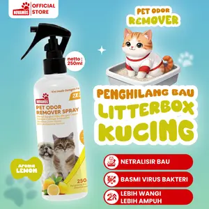 NOVAMOS Penghilang Bau Kotoran Kucing Terbaik - Pet Odor Remover Spray Parfum Pewangi Pengharum Pasir Kucing Penghilang Bau Pesing Kandang Kucing Merek Favorit Pecinta Anabul (NOVAMOS)