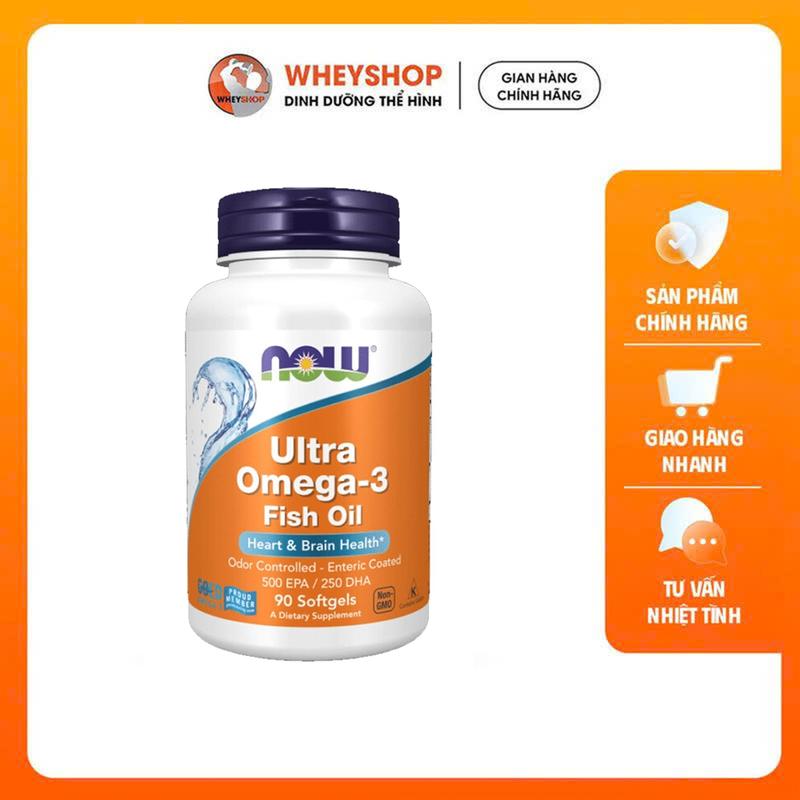 Viên uống bổ sung dầu cá Now Omega-3 Ultra 1000mg Fish Oil, 500mg EPA/ 250mg DHA ( 90v - 180v ) - WHEYSHOP VN