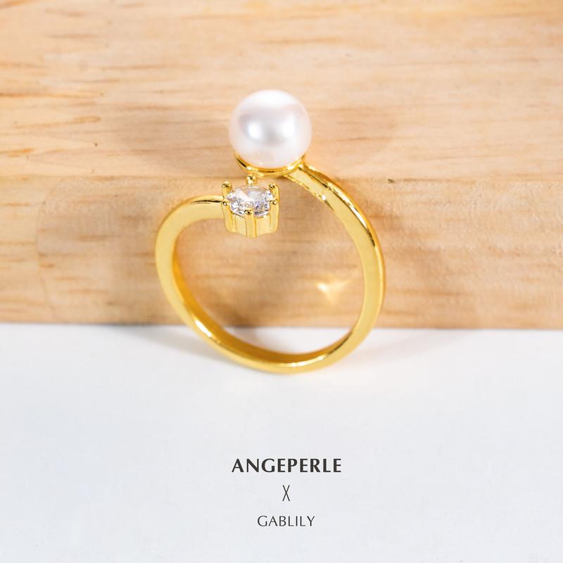 Product Introduction of ANGEPERLE Alloy Freshwater Pearl Open Ring 6-7mm (TSXY034) 2