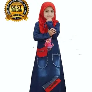 Gamis Jeans Anak Pakai LOL LED LAMPU 2-3 tahun